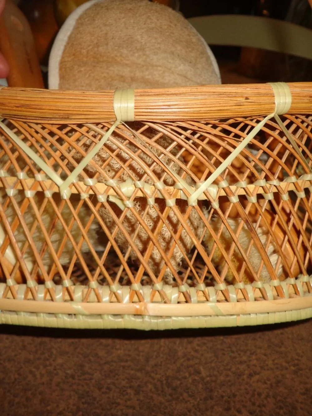 NEW Handled Spa Basket w/Contents Genuine Bristle Brushes, Mirror, Loofah, Mitt.